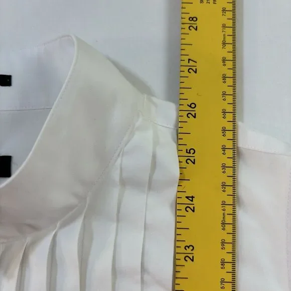 Talbots Size 18WP Pleated Front Button Up Tuxedo Blouse Sleeveless - Picture 6 of 8